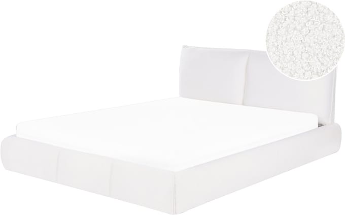 VINAY - Tweepersoonsbed - Wit - 160 x 200 cm - Bouclé