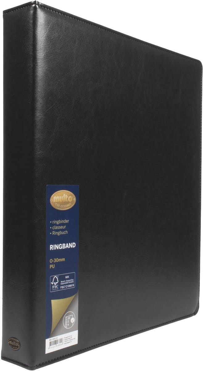 Multo ringband Hannibal - formaat A4 - 23-rings - 30mm ringhoogte - kunstleder - zwart