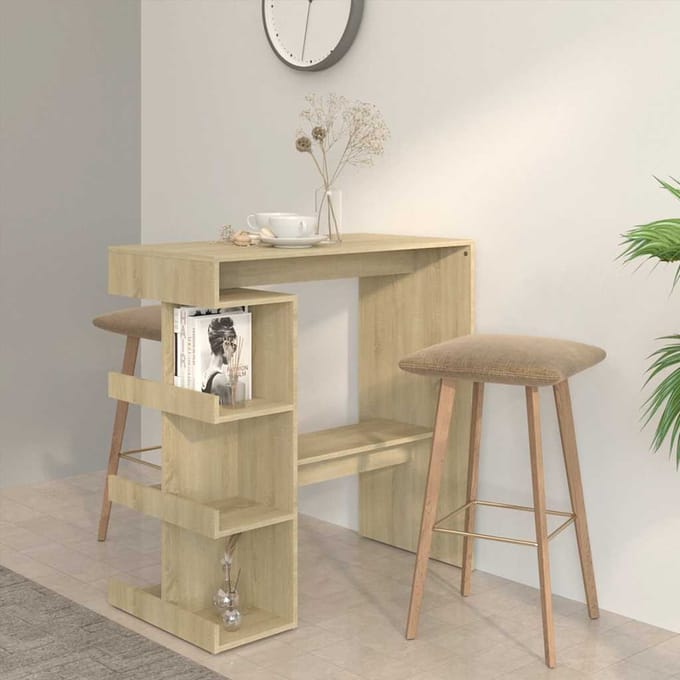 vidaXL - Bartafel - met - opbergrek - 100x50x101,5 - cm - hout - sonoma - eiken