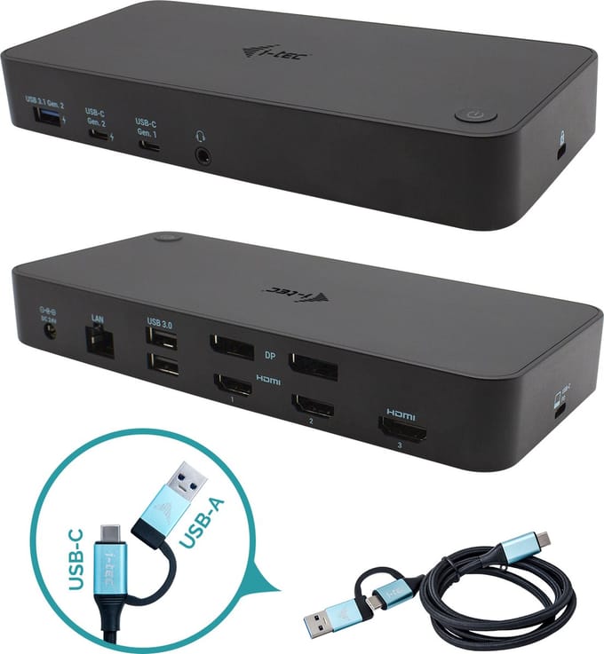 i-tec CATRIPLEDOCKPDPROIT laptop dock & poortreplicator Bedraad USB 3.2 Gen 1 (3.1 Gen 1) Type-C Zwart