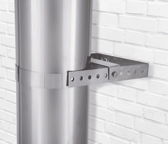 Muurbeugel verstelbaar 5-24cm Ø200mm 0,5mm RVS.