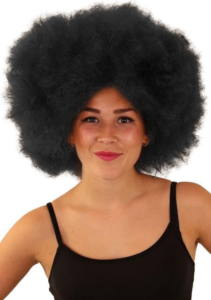 PartyXplosion - Pruik - Afro - Zwart - Diamond collection