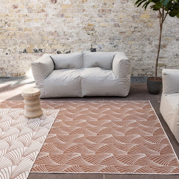 Buitenkleed Deco roest/wit dubbelzijdig - 160 x 230 cm - (M)