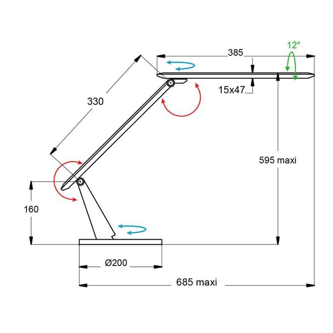 Aluminor LED bureaulamp Zig met bedieningsveld zwart