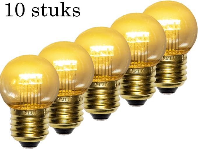 10 stuks - LED kogellamp - 0,7W - transparant kap - E27 2700K - IP21