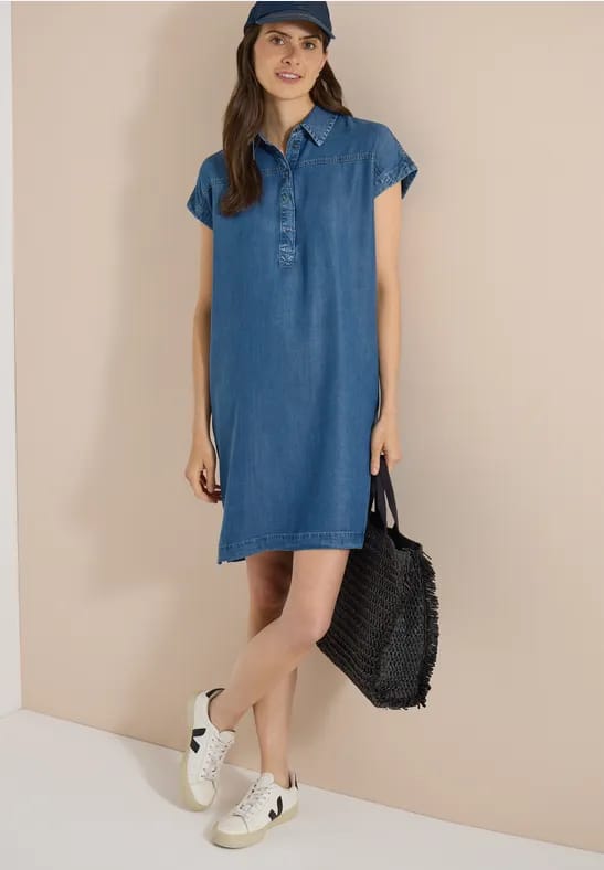 Knie-lange jurk in denim-look