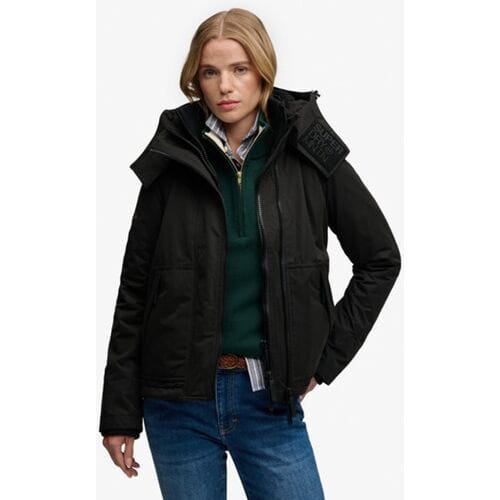 Superdry Microvezel Arctic Windcheater Jas met Capuchon Black Grootte: 36