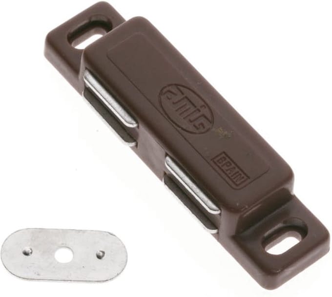 AMIG magneetsnapper/deurmagneet - 2 stuks - bruin - 7.6 x 1.8 x 1.4 cm - 6 kg