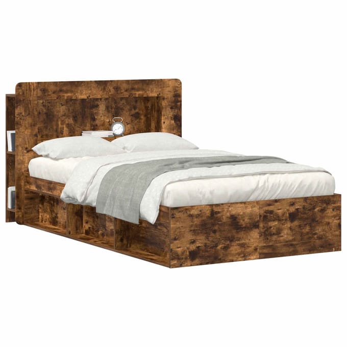 vidaXL - Hoofdeinde - Kast - met - opslag - Gerookt - eiken - Geconstrueerd - hout