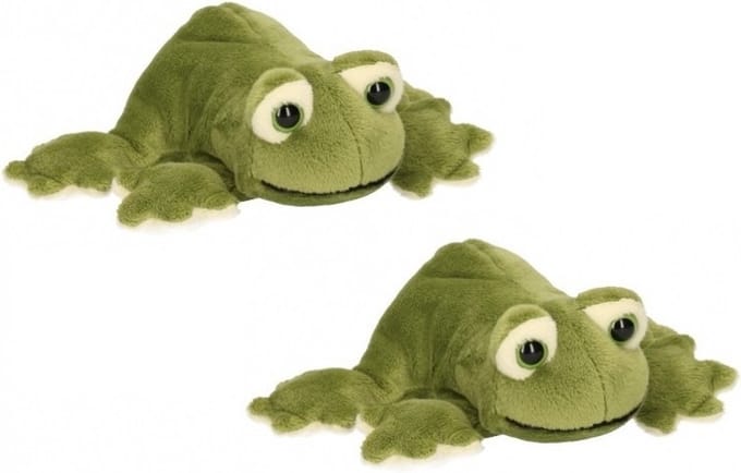 Pluche kikker knuffel - Set van 2x stuks - 13 cm - speelgoed knuffels - kikkers