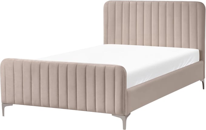 LUNAN - Bed - Taupe - 120 x 200 cm - Fluweel