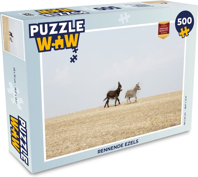 Puzzel Rennende ezels - Legpuzzel - Puzzel 500 stukjes