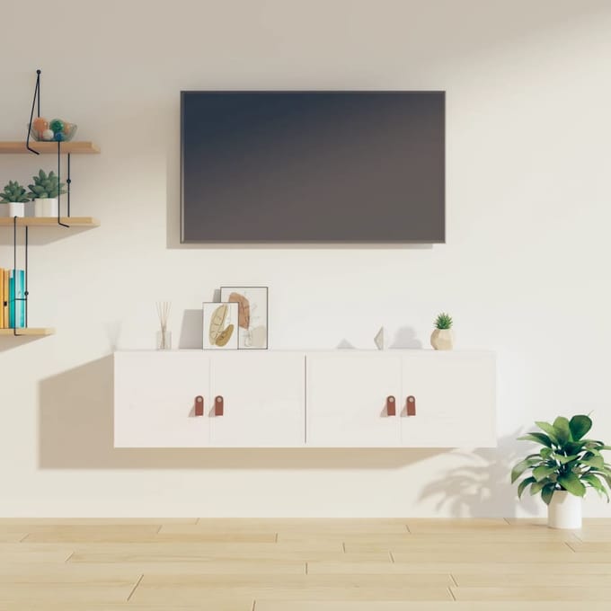vidaXL - Wandkasten - 2 - st - 60x30x30 - cm - massief - grenenhout - wit