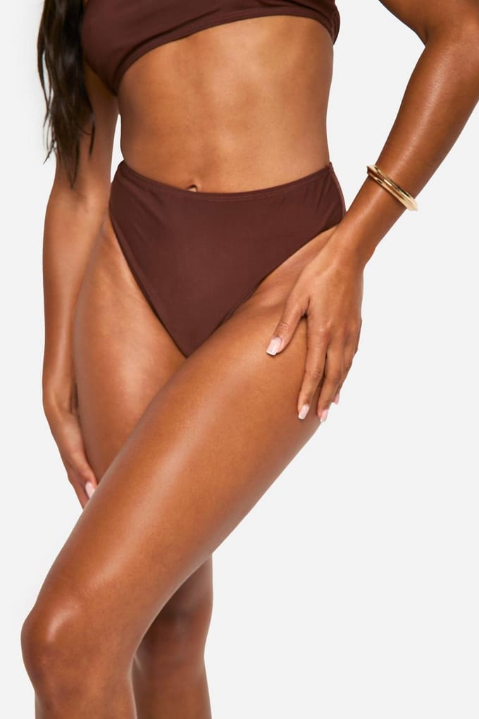 boohoo Dames Mix & Match Hoge Taille Bikini Slip | Bruin | Maat: 36