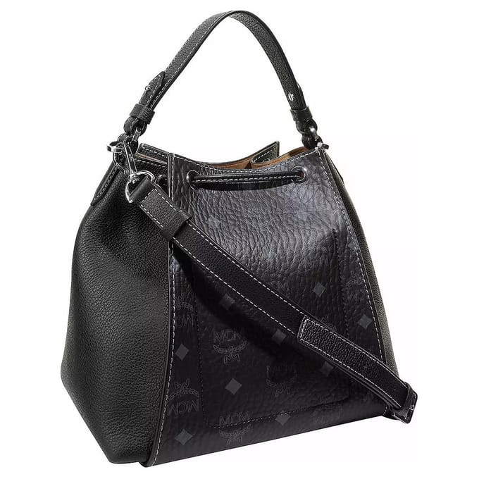 MCM Sac Seau Monogramme Patchwork à Cordon de Serrage Visetos Sacs à Main Femme Noir MWDAALZ01BK001 Basic Set (Bag+Dust Bag) black
