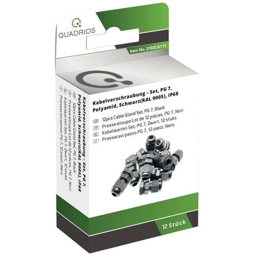 Quadrios 2102CA117 Wartel assortiment Waterbestendig PG7 PA66 Zwart 1 set(s)