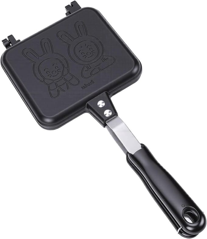 Sandwich Pan - Grill Pan - Snacks Maken - Dubbelzijdig Grillen - 38x18 cm - Grijs