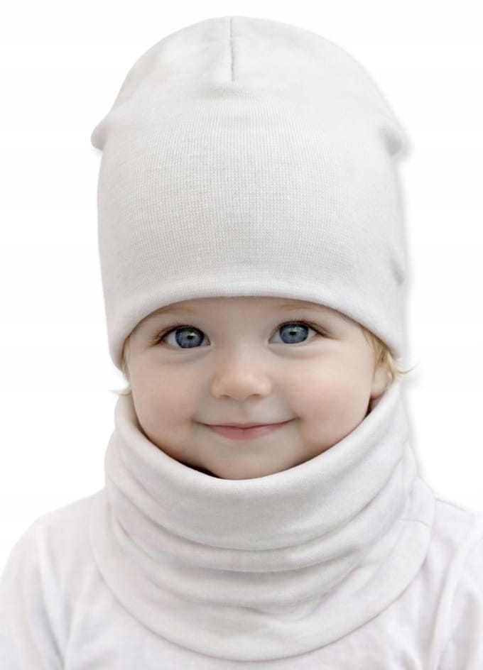 Dartomik - Babykleding Set - Hoed en Sjaal - Wit - OEKO-TEX Gecertificeerd