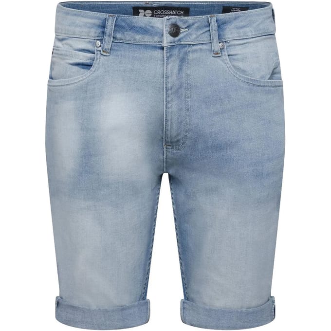 Crosshatch Heren Tonwin Denim Shorts (Lichte Was)