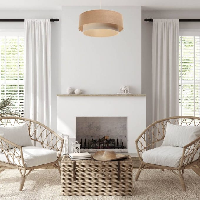 Maco Design Boho hanglamp, crème/beige, Ø 50 cm, hoogte 21 cm, jute