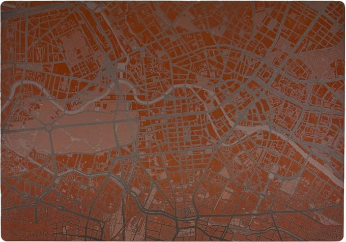Place Maps Placemat Skyline Madrid - Edificio Metropolis - Kunstleer - Champagne - 1 Stuk
