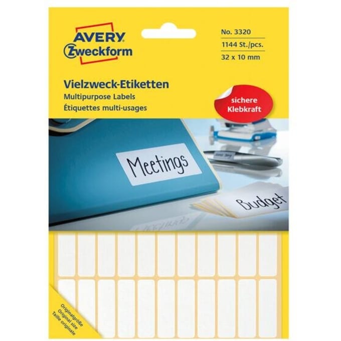 Huismerk Avery 3320 Handmatige Etiket 32x10mm Wit