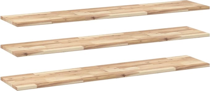 vidaXL - Wandschappen - 3 - st - zwevend - 120x30x2 - cm - onbehandeld - acaciahout