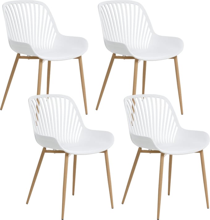 KLEVE - Set van 4 eetkamerstoelen - Wit - Synthetisch materiaal