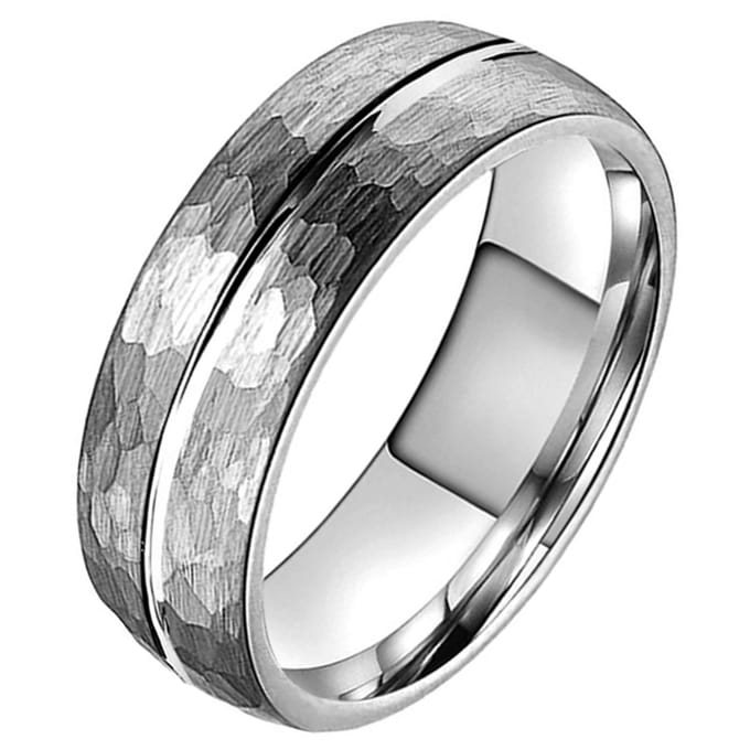 Tom Jaxon wolfraam Ring Facet Groef Mat Zilverkleurig-17mm