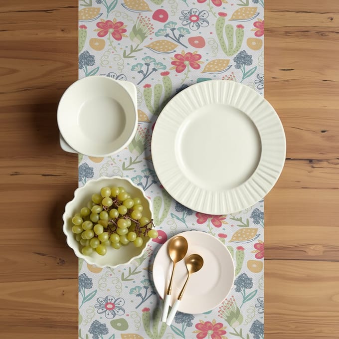 ABAKUHAUS Lentetafel-loper – Flora Arsty – 40x180 cm – Multicolor
