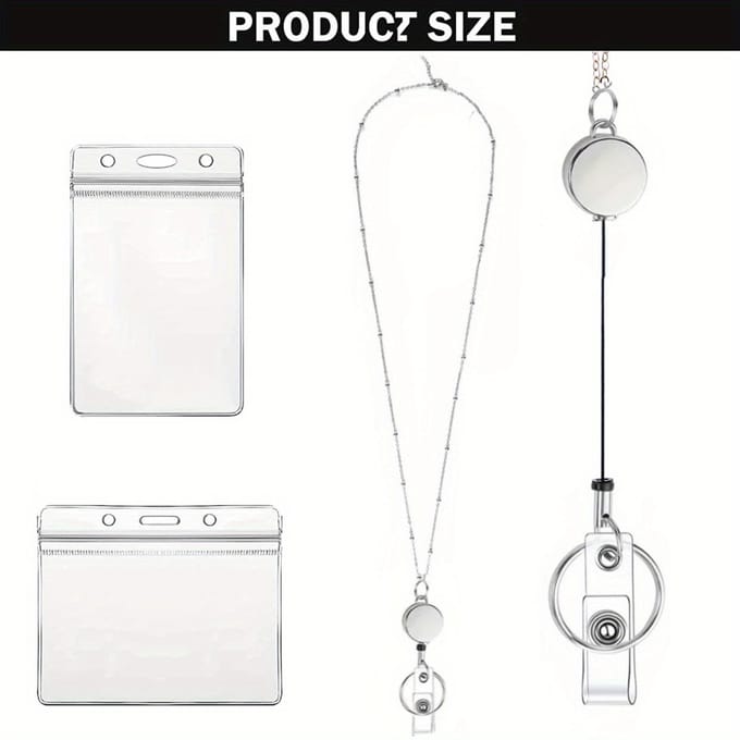 Nouveau Collier à Perles Boules Lanière Rétractable pour Documents de Travail Chaîne de Pull Collier Porte-Clés white