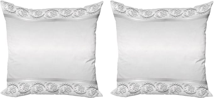 ABAKUHAUS Retro Kussensloopset (2 stuks), Klassiek Bruidsbloemenmotief, 60 cm, Wit en Grijs