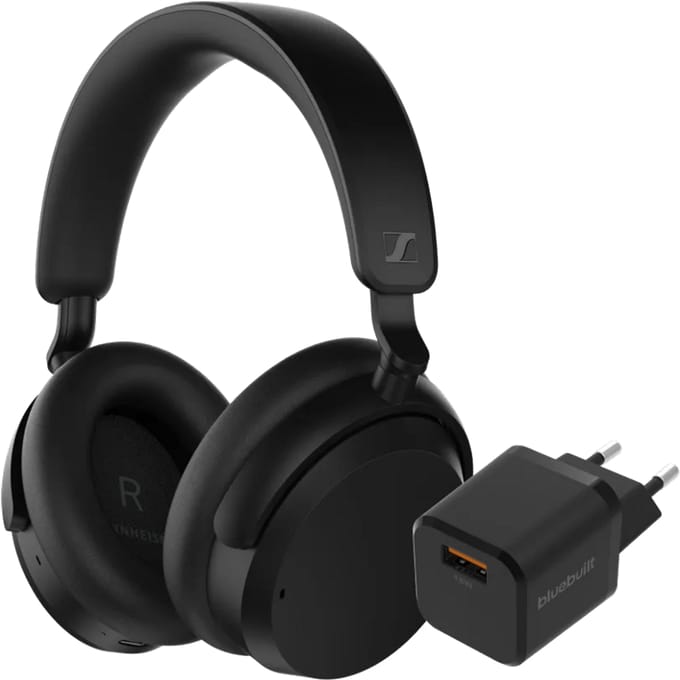 Sennheiser Accentum Wireless Zwart + BlueBuilt Quick Charge Oplader met Usb A Poort 18W