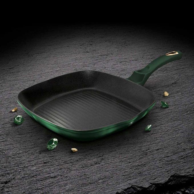 Berlinger Haus Emerald Serie - Titaan Grillpan - 28cm - Groen - Soft Touch Handgreep