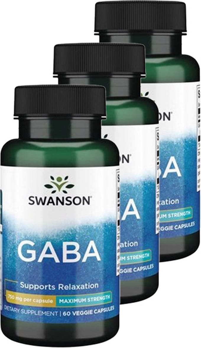 Swanson | GABA 750mg | 60 Capsules | 3 stuks | 3 x 60 stuks