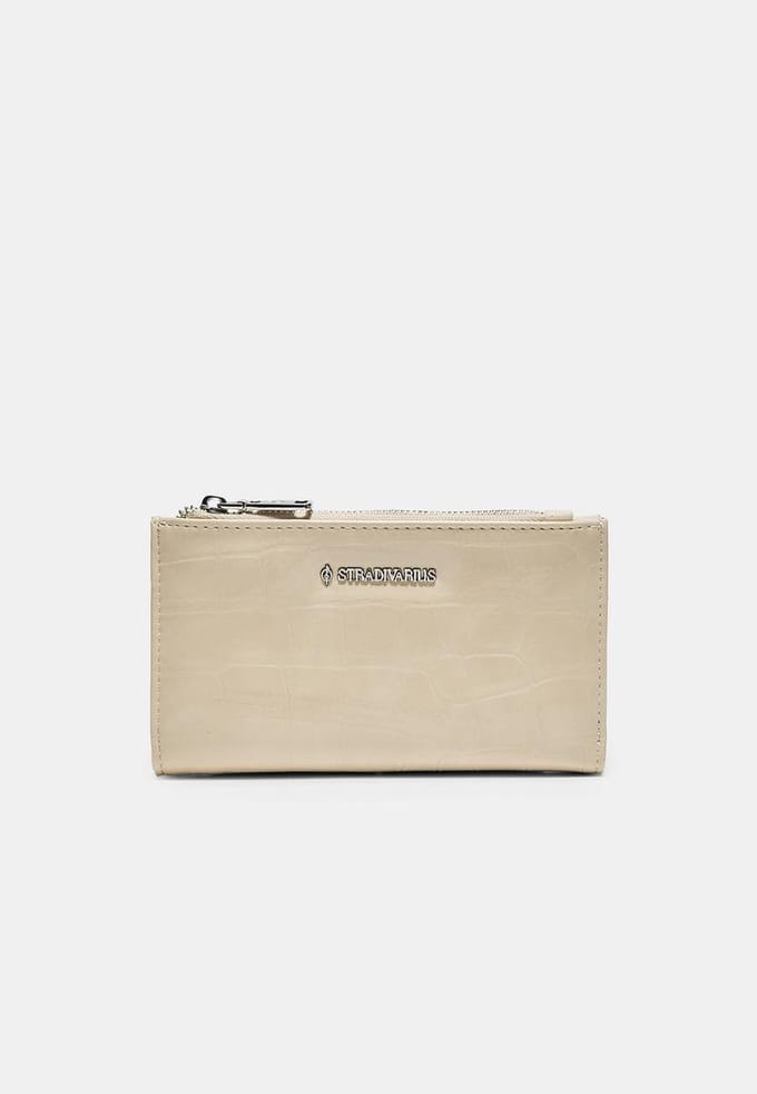 Stradivarius Basis portemonnee met coco-look  Ecru OS