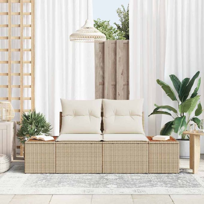 vidaXL - Tuin - Sofa - Beige - 184 - x - 62 - x - 85cm - poly - rattan