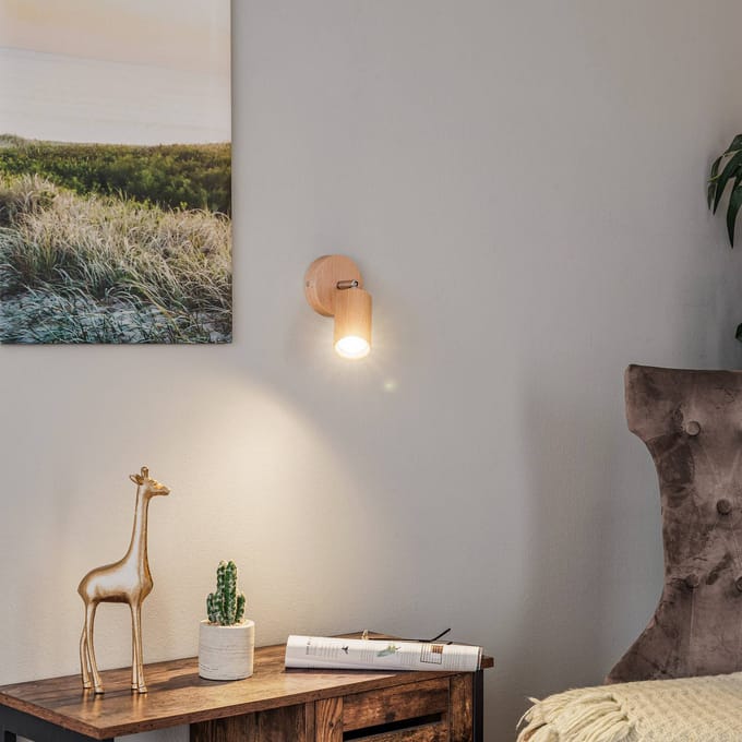 SOLLUX LIGHTING Wandspot Cre van hout, 1-lamp
