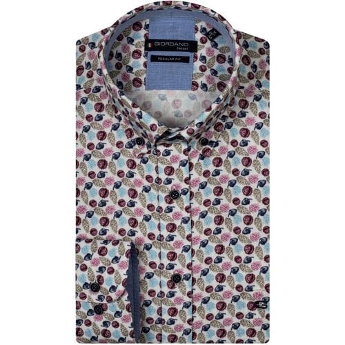Giordano Overhemd Ivy Autumn Theme Soft Twill Cerise-Multi / male