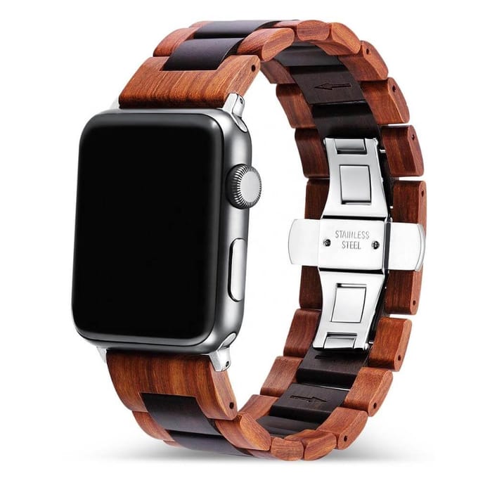 Apple Watch-bandje - walnotenhout en staal 38-41 mm