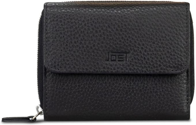 JOST Leren portemonnee Vika Zip Wallet Black zwart