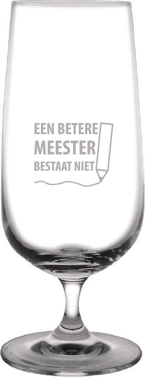 Gegraveerde bierglas op voet 41cl een betere meester bestaat niet