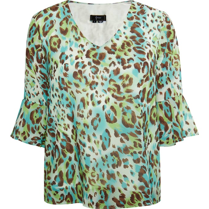 Faina Blouse shirt Dames Turkoois Veelkleurig