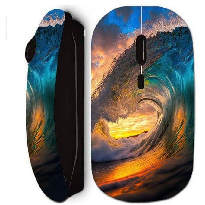Souris sans fil - Maniacase - Vagues au coucher du soleil - Noir - USB - WiFi