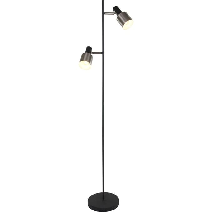 Vloerlamp Fjorgard 1702ZW - Draaibaar & Kantelbaar - 2-Lichts - Staal/Zwart - Anne Light - Modern Design - 155 cm Hoog - Geschikt voor E27 Fittingen