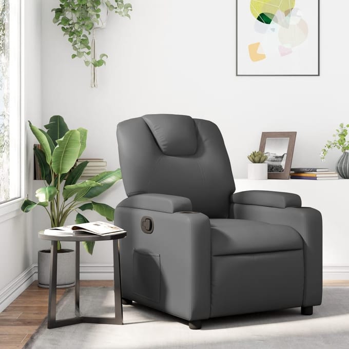 vidaXL - Relaxfauteuil - grijs - kunstleer