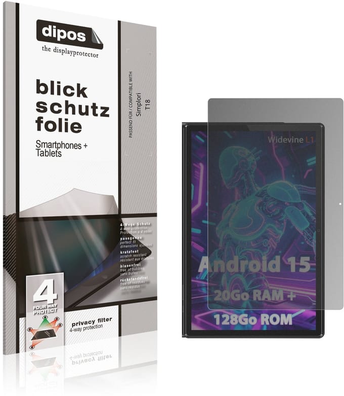 dipos – Matte Privacy Screenprotector geschikt voor Simplori T18 | Anti-Spy Beschermfolie