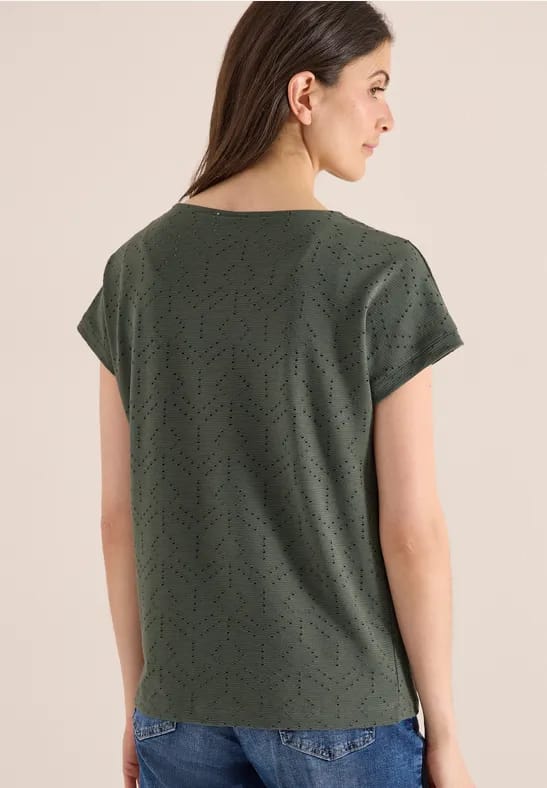 Shirt met boothals in ajour look