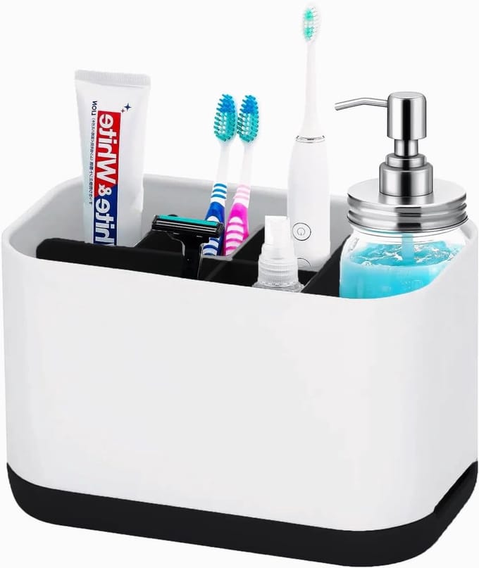 Multifunctionele Tandenborstelhouder - 6 Sleuven - Organizer - Zwart