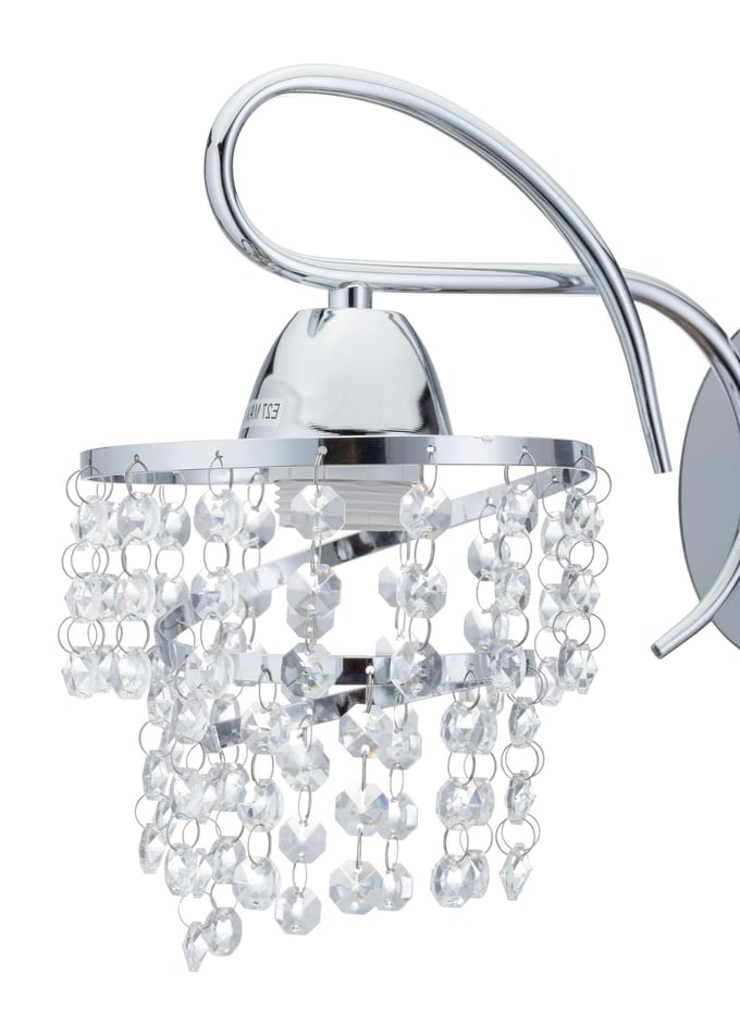 Crystal - Wandlamp - Chroom staal - Spiraalvormige kap - Kristalaccenten - E27 fitting - Modern design